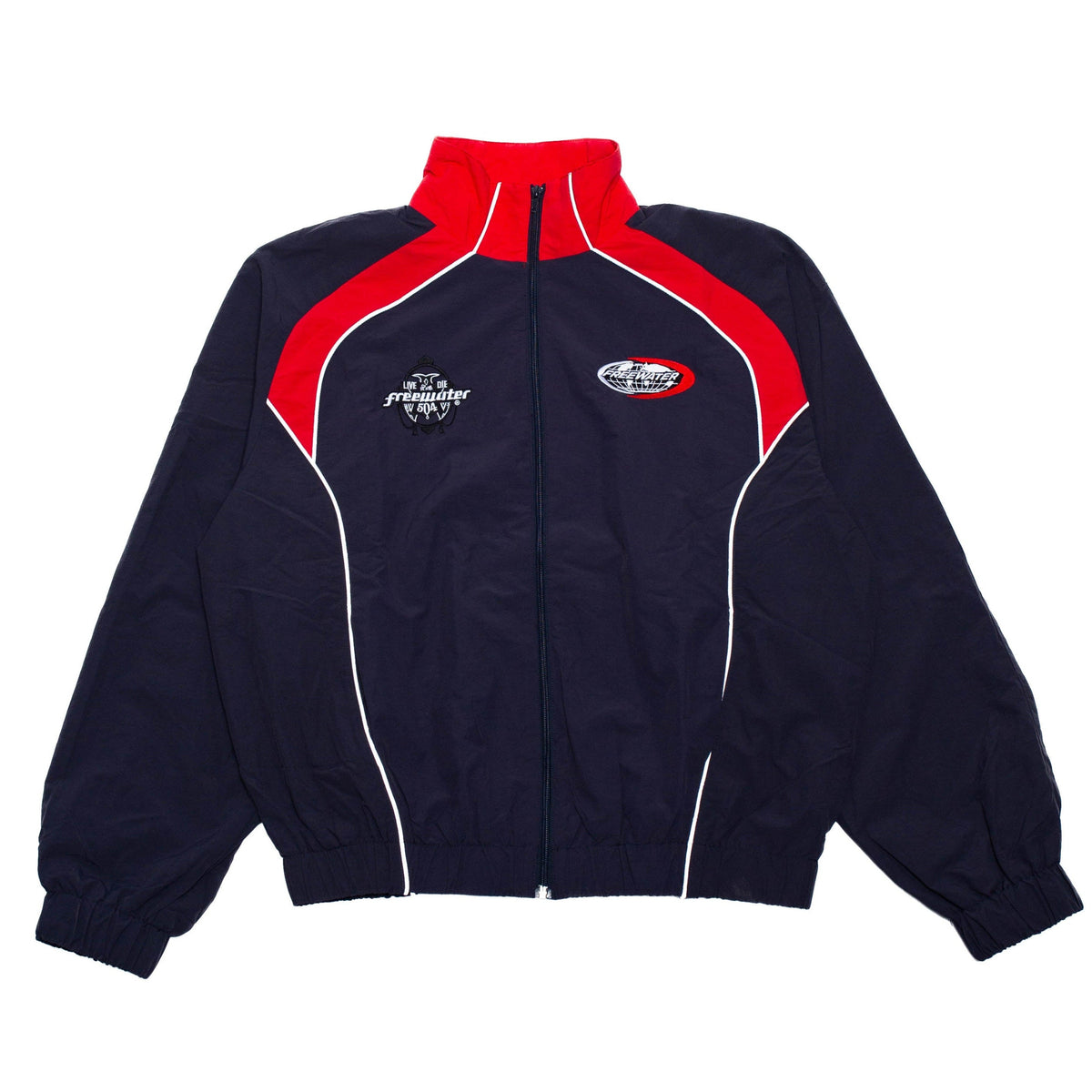 FW NYLON TRACK JACKET - NAVY/RED