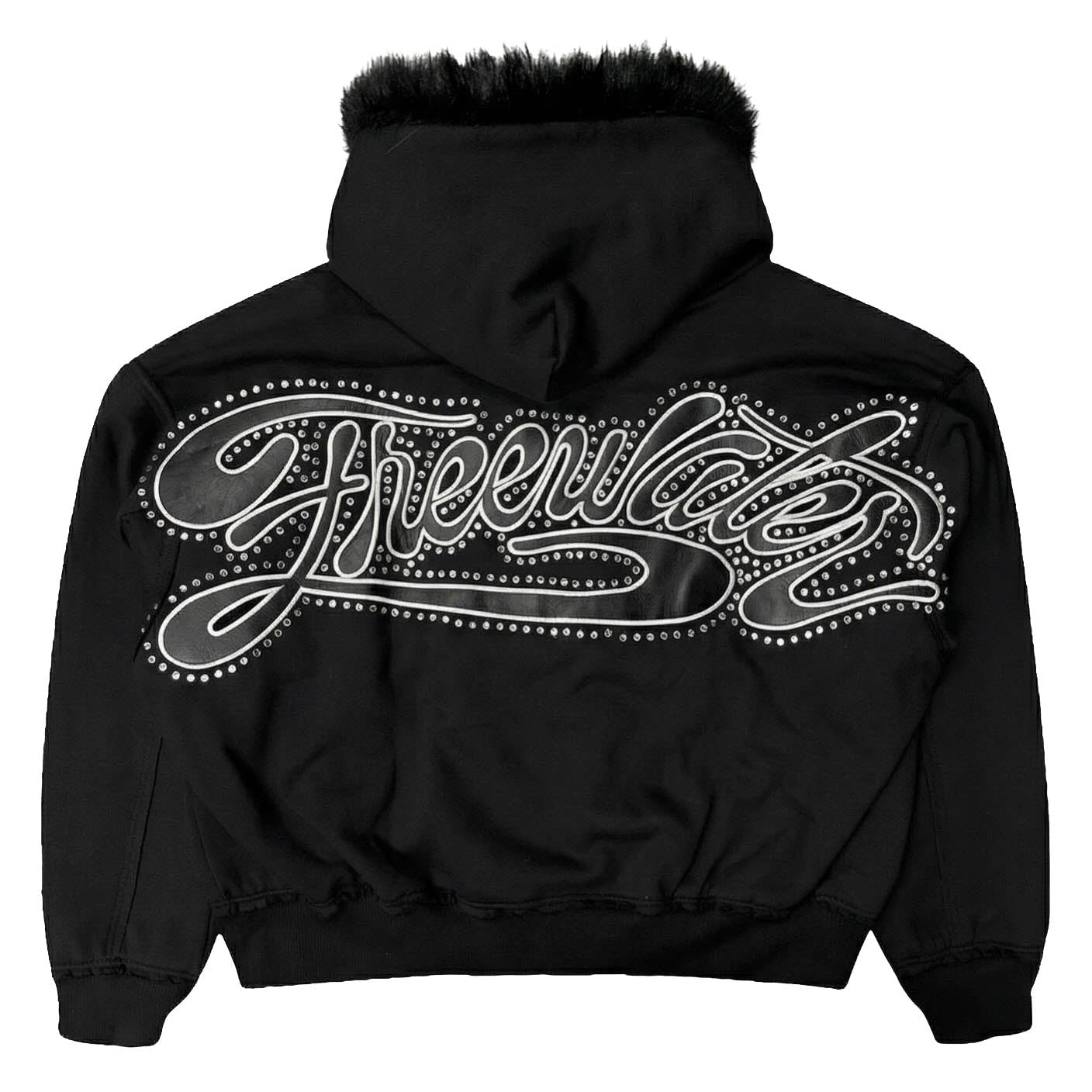 FW SCRIPT FUR HOODIE - BLACK – FREEWATER