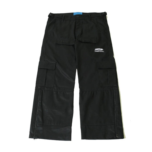 DISC CARGO PANTS - BLACK (WHITE LOGO)