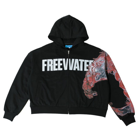 WAVE ZIP UP HOODIE - RED
