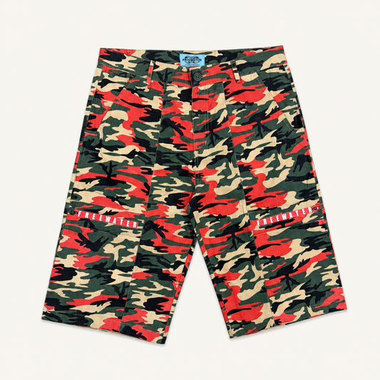 FW CARGO SHORTS V2 - (GREEN/RED)