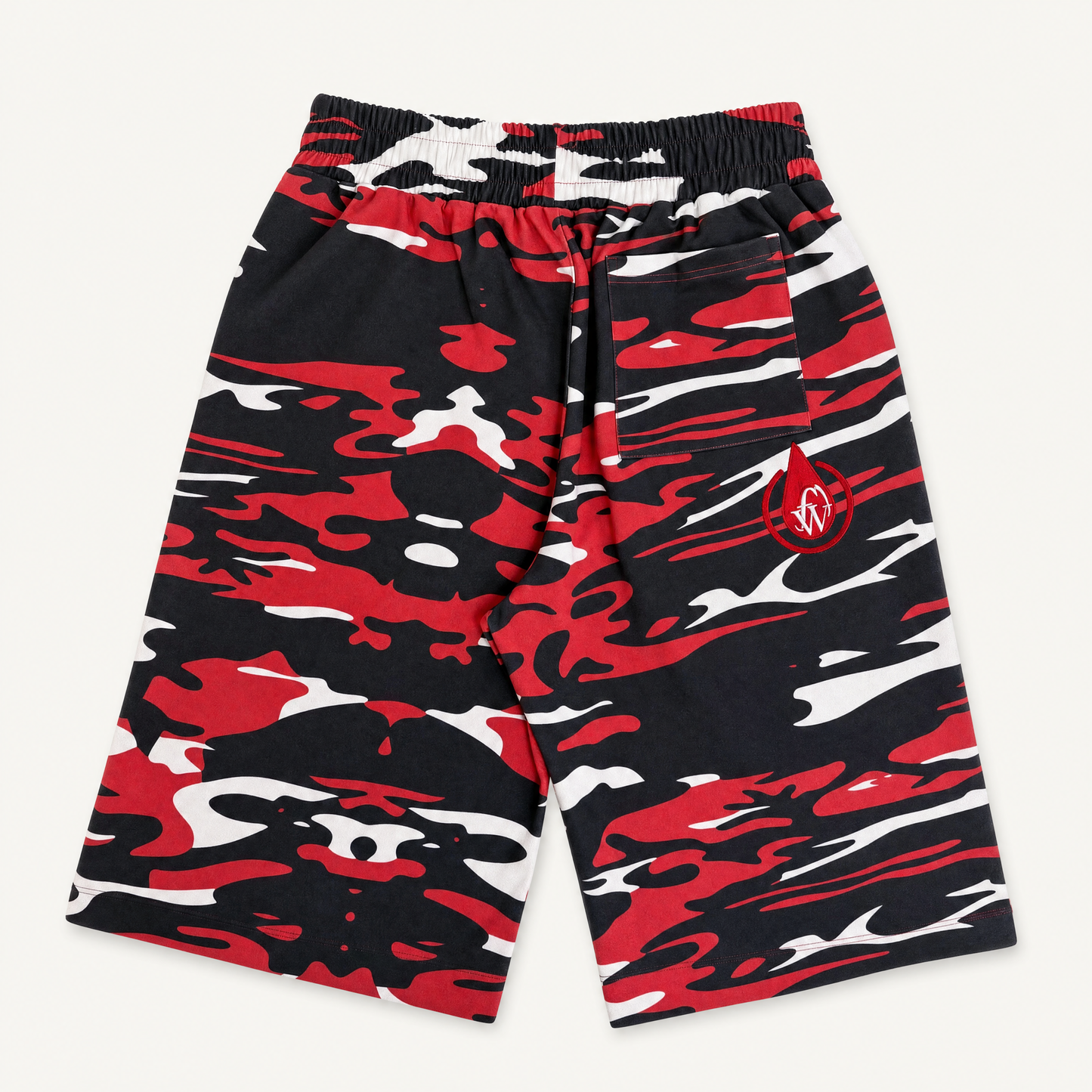DRIP CAMO SHORTS - (RED/WHITE)