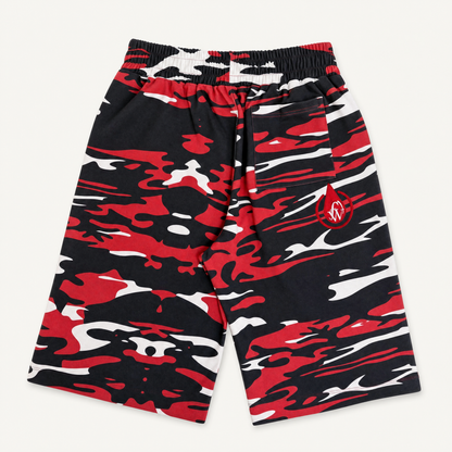 DRIP CAMO SHORTS - (RED/WHITE)