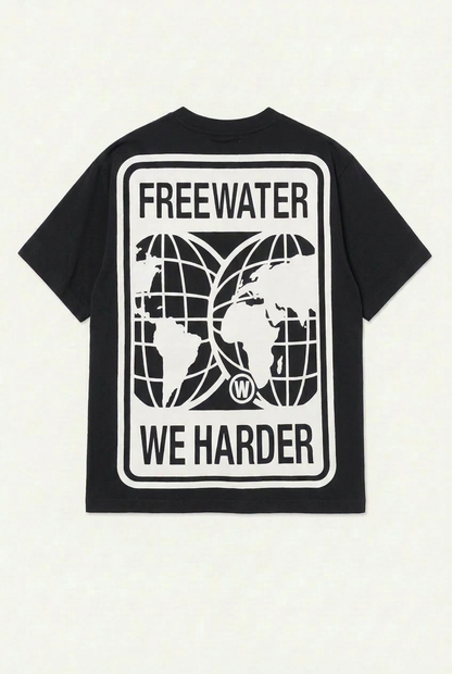 FW DOUBLE GLOBE LOGO TEE - BLACK