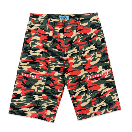 FW CARGO SHORTS V2 - (GREEN/RED)