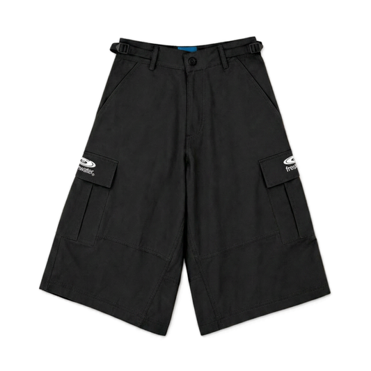 DISC CARGO SHORTS - BLACK / WHITE