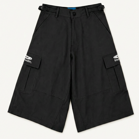 DISC CARGO SHORTS - BLACK / WHITE