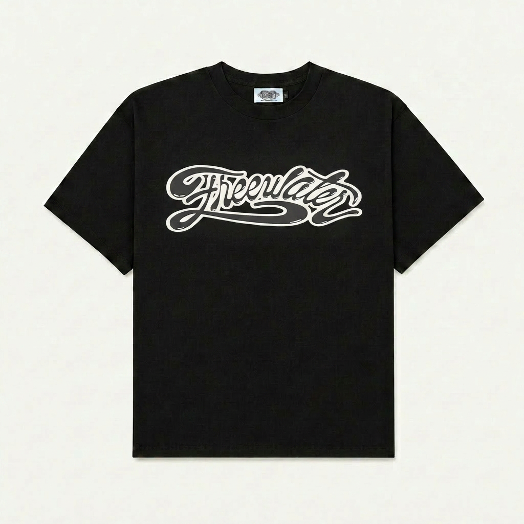 FW CURSIVE TEE - BLACK