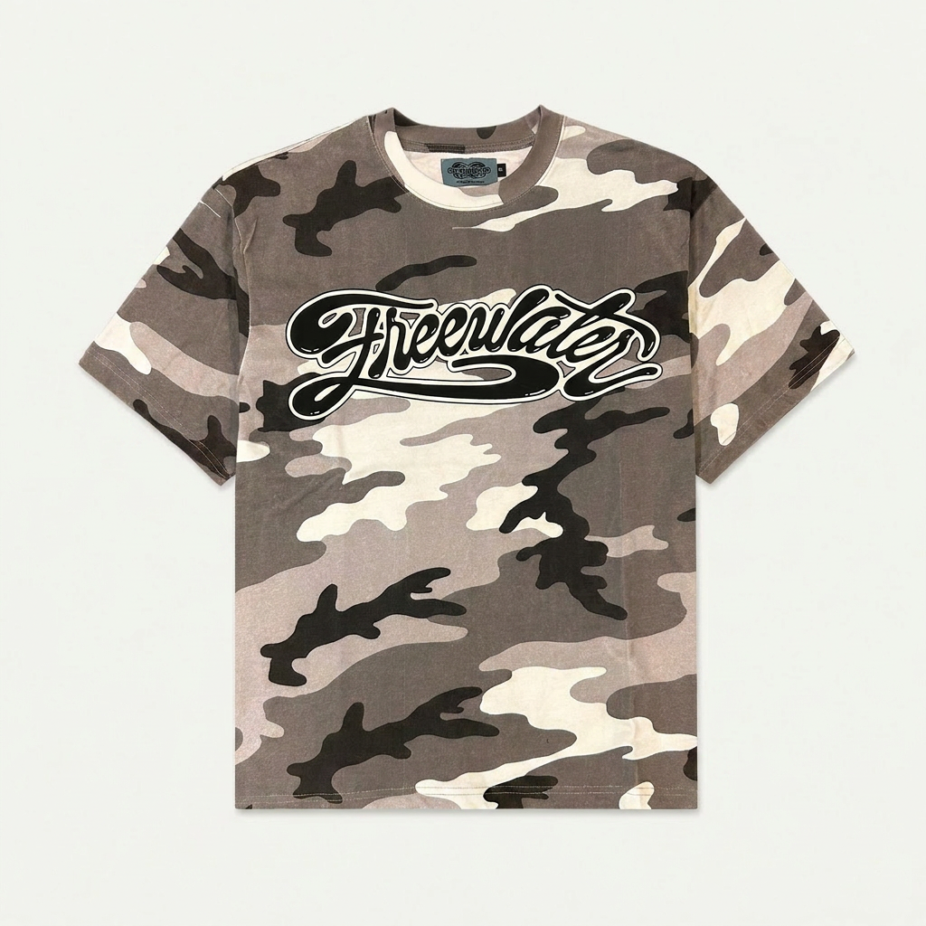 FW CURSIVE TEE - SNOW CAMO