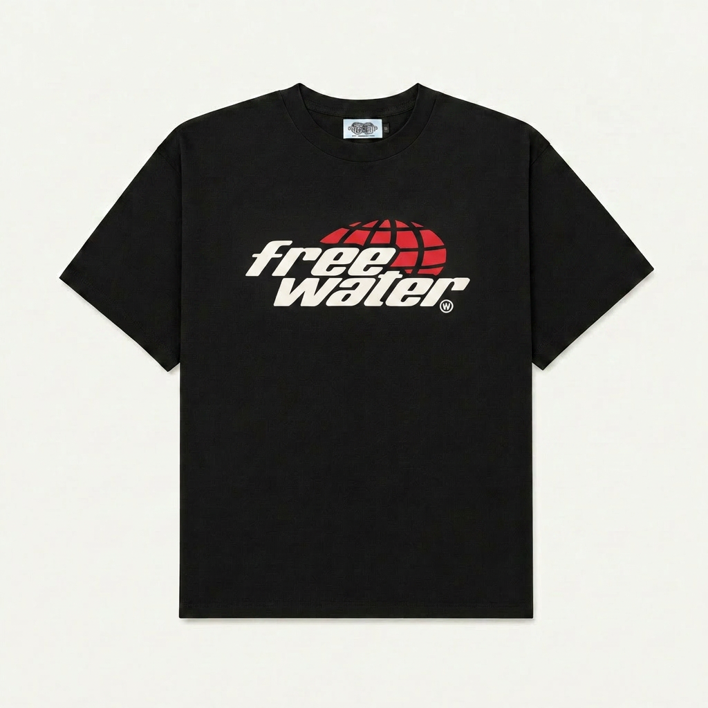 FW GLOBE TEE - BLACK / RED